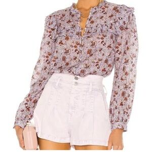 Veronica Beard Purple and Brown Floral Top